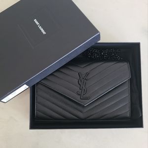 Saint Laurent Monogram Quilted Leather Wallet on a Chain